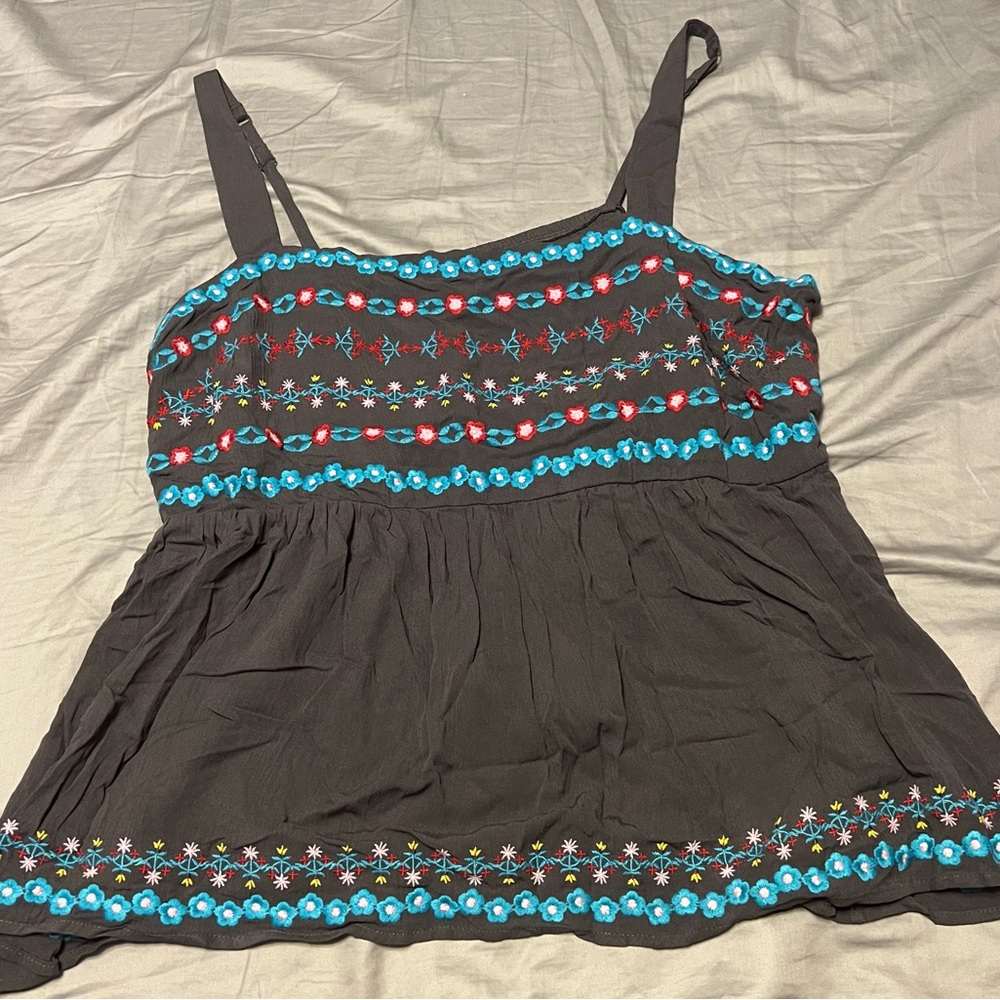 Torrid size 2 Gray Embellished Smocked Tank Top